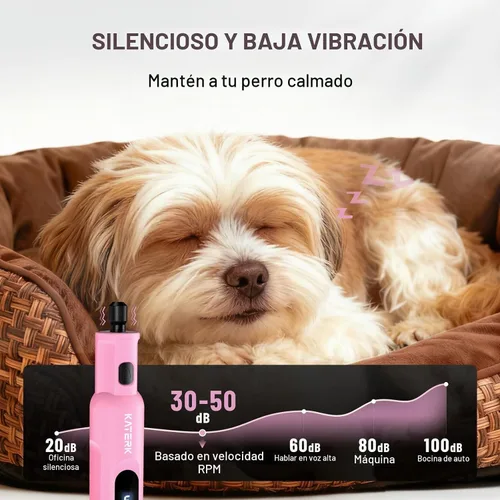 Vista 6 de Katerk Molinillo de uñas para perros para mascotas, 5 velocidades Rosa