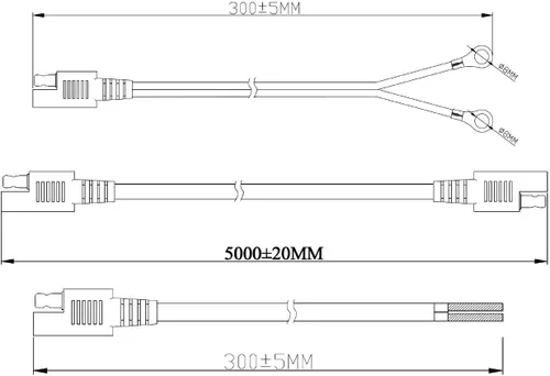 Vista 6 de Sunway Solar - Cable de extensión para cargador de batería de 16 pies con conectores SAE, terminal en anillo y adaptador de cable desnudo de tira