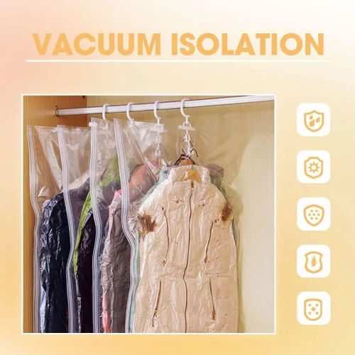 Vista 5 de Bolsas de almacenamiento colgantes al vacío, bolsa de almacenamiento reutilizable para colgar compresible, bolsas ahorradoras de espacio con bombas