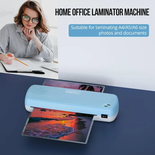 Vista 4 de Suntiko Máquina laminadora con 10 hojas, calentamiento rápido para documentos y fotos A4/A5/A6, oficina, escuela, uso doméstico, suministros
