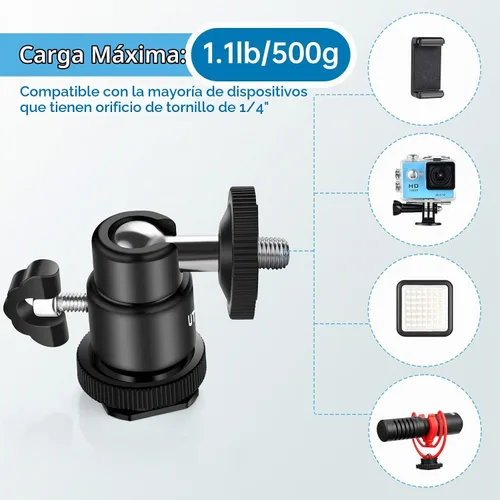 Vista 2 de UTEBIT Paquete de 2 soportes universales de trípode con cabeza de bola