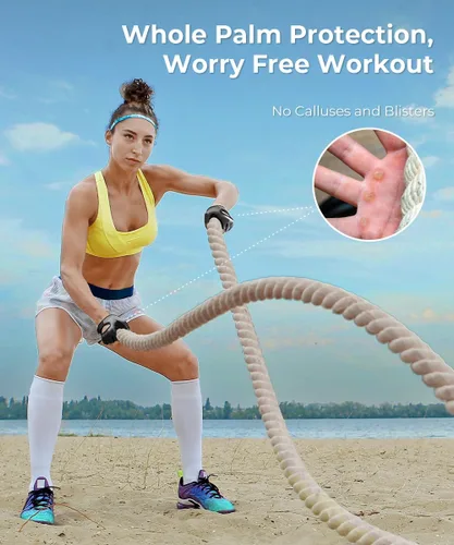 Vista 2 de sunnex Guantes de gimnasio para mujeres y hombres, entrenamiento sin dedos para levantamiento de pesas, ligeros y transpirables para deportes