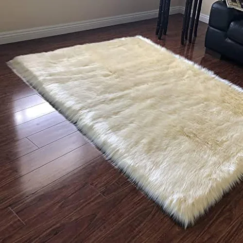Vista 11 de LAMBZY Colección Lena - Alfombra cuadrada de piel de oveja sintética, súper suave, hipoalergénica, de primera calidad