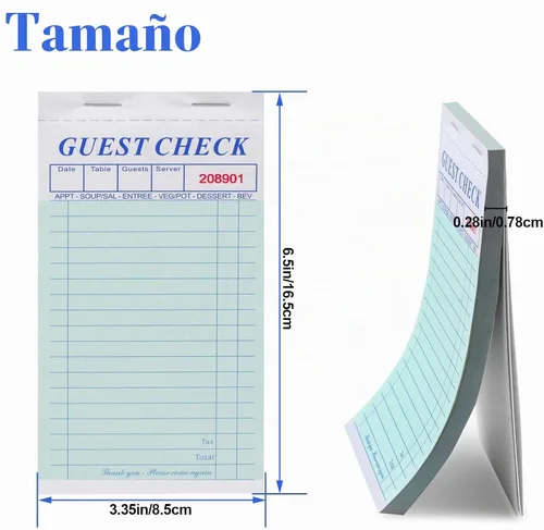 Vista 2 de 4 paquetes de talonarios de servidor, libros de cheques de invitados de doble parte para camareros, bloc de notas de camarera para pedidos de comida