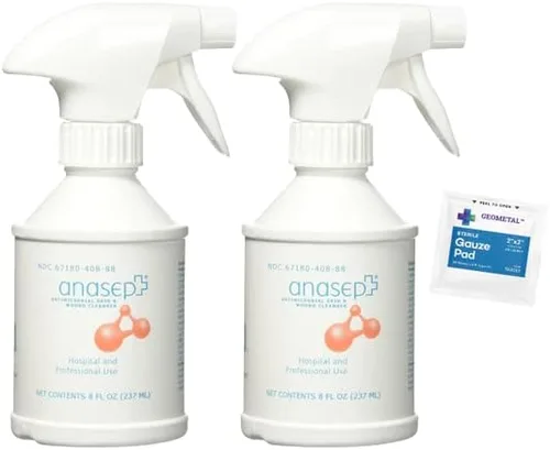 Vista 2 de Anasept - Spray para la piel y heridas, botella de 8 onzas con pulverizador para dedos (paquete de 2) aerosol para heridas, enjuague estéril