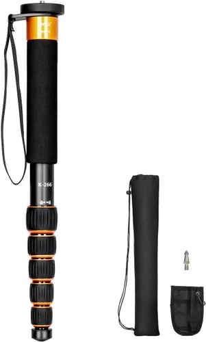 Vista 9 de Koolehaoda Monopod de cámara de 61", aluminio 6-Sección portátil de viaje Negro