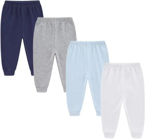 Vista 7 de Conjunto de leggings para bebé recién nacido, conjunto de canastilla para bebé niño y niña Paquete de 3 (gris+azul+bronceado)