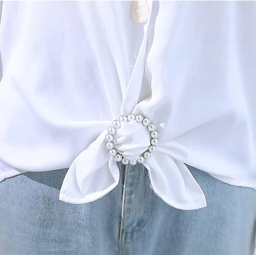 Vista 49 de 4 piezas de clip de anillo de bufanda para mujer, broche de perlas y flores, hebilla de metal para chal, accesorios de decoración para damas y niñas