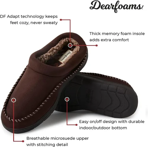 Vista 3 de Dearfoams Men's Thompson Cozy Memory Foam Indoor Outdoor Clog House Slipper