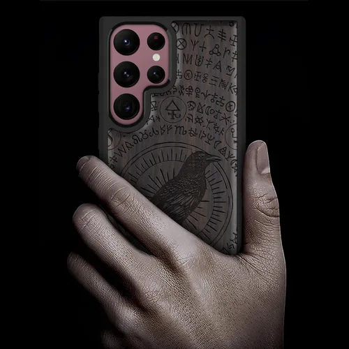 Vista 2 de Carveit Funda de madera para Galaxy S22 Ultra [madera natural y TPU suave negro] a prueba de golpes, diseño único de madera compatible con Samsung