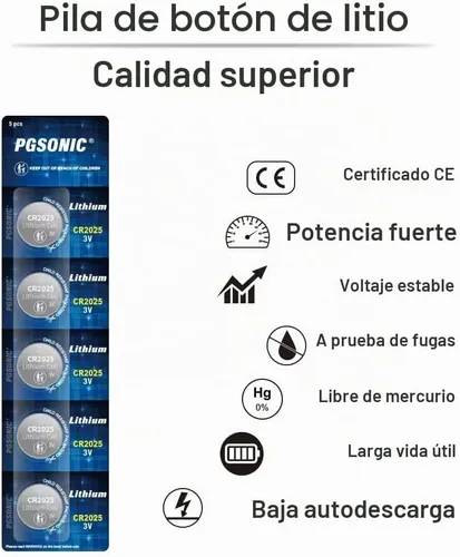 Vista 2 de PGSONIC Batería de litio CR2025 3V (15pcs)