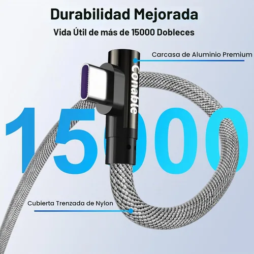 Vista 2 de Cable USB C a USB C de 100 W de carga rápida de 5 A, paquete de 2, 1 pie/12