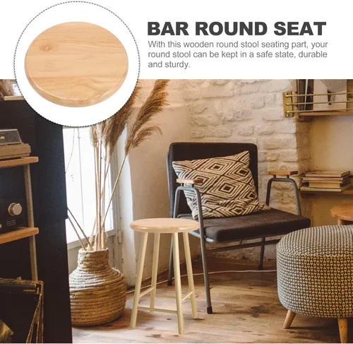 Vista 2 de BESPORTBLE Taburete de bar de madera de repuesto para taburete de bar de 11.6 pulgadas, asiento de madera redondo, accesorios de reparación
