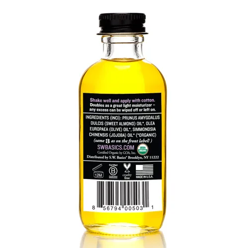 Vista 2 de S.w. Basics Removedor de maquillaje con aceites orgánicos de almendra dulce, oliva y jojoba, 2 onzas