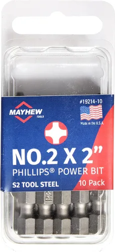 Vista 11 de Mayhew Tools 19213-10 USA Phillips Power Bit, n.º 1 x 2 pulgadas, paquete de 10