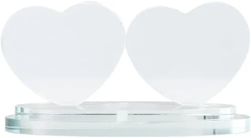Vista 5 de Marco de fotos de cristal de doble corazón personalizado, pantalla de fotos de cristal personalizada, regalo creativo de fotos personalizadas