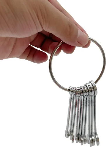 Vista 3 de Juego de mini llaves de extremo abierto, juego de llaves de encendido con anillo de cadena tipo británico llaves (10pcs) Llave de extremo abierto