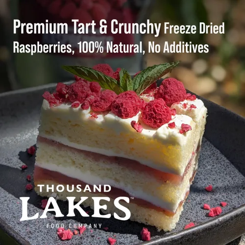 Vista 5 de Frambuesas enteras liofilizadas - 1.2 oz Marca Thousand Lakes 100% Raspberries, Premium Quality, Crunchy, Naturally Tangy, High in Vitamin C