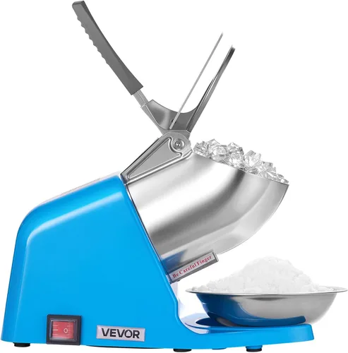 Vista 9 de VEVOR Máquina Trituradora de Hielo, 286 libras por hora, Fabricadora Eléctrica de Conos de Nieve de 4 Cuchillas, Máquina de Hielo Raspado de Acero