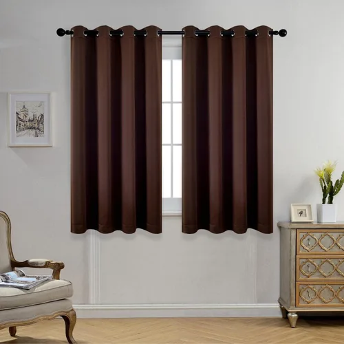 Vista 22 de Set de 2 cortinas para ventana, de Miuco, opacas, con ollaos, para recámara, incluye 2 alzapaños