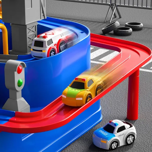 Vista 2 de Pista de carreras de autos para niños a partir de 3 años, juguetes de autos para niños de 3 años, pista de carreras para niños de 3 años