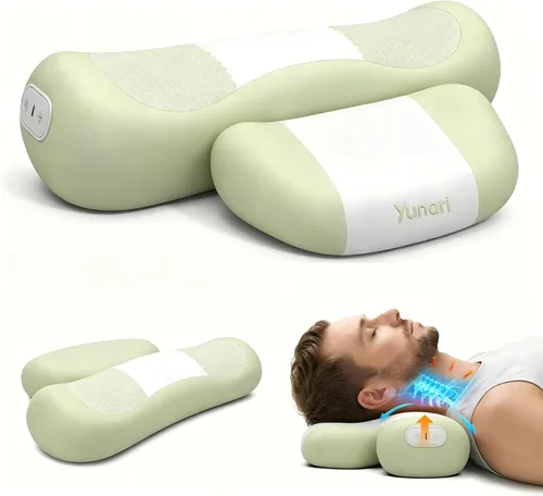 Vista 8 de Yunari Almohada de cuello térmica inalámbrica 3 en 1, vibración y soporte Gris