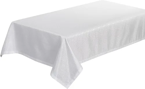 Vista 2 de Violet Linen Patrón sólido de sensación europea, jacquard tejido de poliéster, blanco, 52 x 70 pulgadas, asientos de 4 a 6 personas, manteles