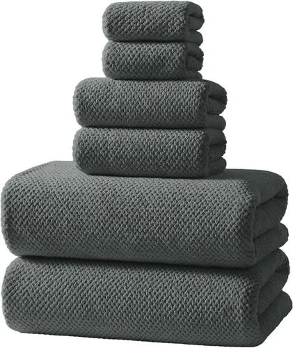 Vista 21 de REDKISS Juego de toallas de baño de 6 piezas, 2 paños de baño, 2 toallas de mano, 2 toallas de baño, forro polar coral ultra fibra, súper