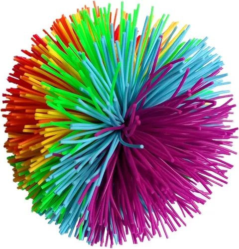 Vista 2 de 2 bolas grandes de 4.5 pulgadas con forma de arco iris de silicona, bola de malabarismo esponjosa, bola antiestrés de mono