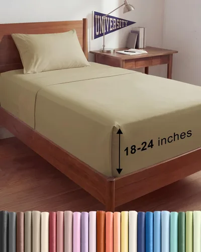 Vista 113 de Sábanas individuales de bolsillo extra profundo, sábanas transpirables y refrescantes de 3 piezas, juego de sábanas de lujo para hotel, suaves, sin