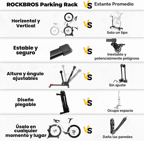 Vista 2 de ROCKBROS - Soporte para bicicleta 2 en 1, vertical u horizontal para ruedas de 20 a 29 pulgadas Foldable design saves space in garages and