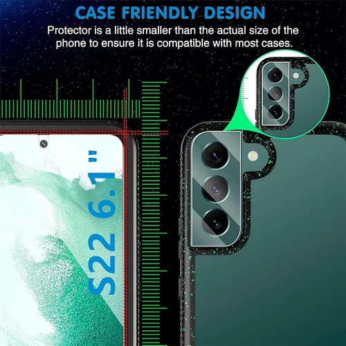 Vista 5 de Protector de pantalla (paquete de 3) para Samsung Galaxy S22 5G, vidrio templado 9H, compatible con huellas dactilares ultrasónicas, transparente