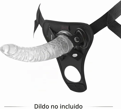 Vista 2 de Correa ajustable en el arnés de consolador, ferch arnés de doble agujero de cuero suave anillo cinturón para hombre (negro)