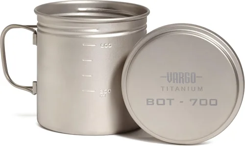Vista 4 de Vargo BOT - 700 Olla de cocina de titanio y botella de agua con asas plegables y tapa hermética 23.7 fl oz (23 oz.) Modelo duradero y ligero