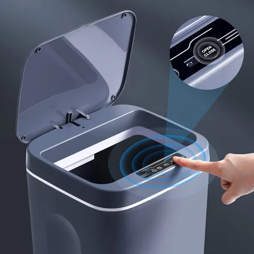 Vista 2 de Basurero inteligente, para el hogar, con sensor inteligente, recargable, pequeño, para el hogar, canasta de plástico para oficina, cocina