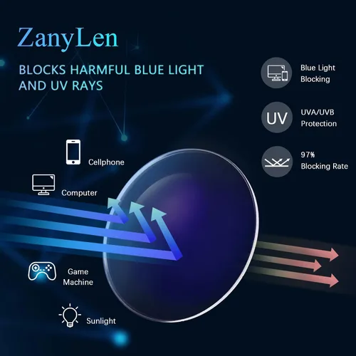 Vista 5 de ZanyLen Lentes de luz azul, para computadora para mujeres y hombres, antirreflejos, antirreflejos, antirrayos UV, alivian la fatiga ocular, Negro