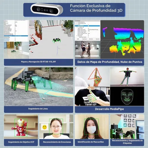 Vista 3 de Hiwonder JetHexa - Kit de robot hexápodo para cámara de profundidad Jetson Nano 3D, G4 Lidar y Lidar Mapping Navigation ROS AI Robot Kit
