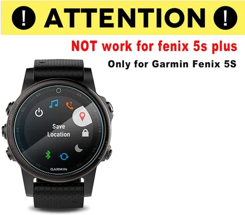 Vista 2 de Protector de pantalla de vidrio templado para Garmin Fenix 5S [0.012 in 2.5D High Definition 9H] Premium Clear Screen Protector para Garmin Fenix 5S
