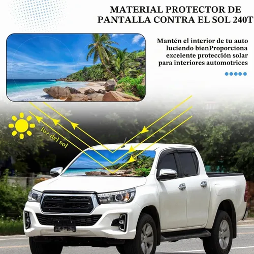 Vista 2 de Parasol plegable para parabrisas de coche, cubreventanas frontales para coche, accesorios para coche, protección contra el calor y los rayos UV