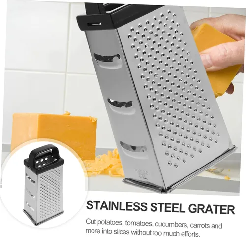 Vista 5 de Rallador de cuatro caras de acero inoxidable y picador de verduras Rebanador multifuncional para papas, tomates, pepinos y zanahorias, gadget