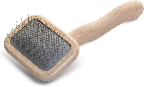 Vista 14 de Chris Christensen Mark VI - Cepillo deslizante de espalda curvada para perros, pasadores de 0.472 in, mango ergonómico de madera de haya ligera