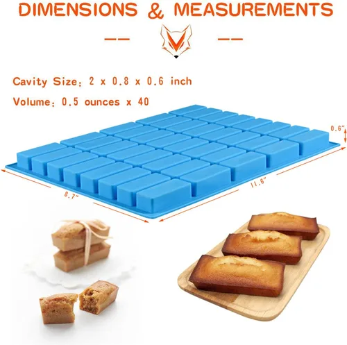 Vista 3 de V-fox 40 Cavities Rectangle Caramel Candy Silicone Molds for Chocolate Truffles, Ganache, Jelly, Candy and Praline, Ice Cube Tray, Random