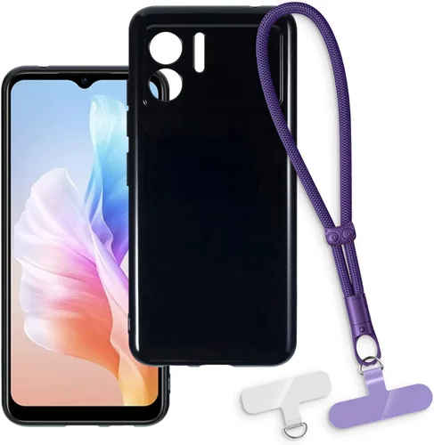 Vista 17 de Estuche y correa de muñeca para Doogee N50 - transparente+negro Funda protectora 2 en 1 para teléfono de 6.52 pulgadas con cordón desmontable