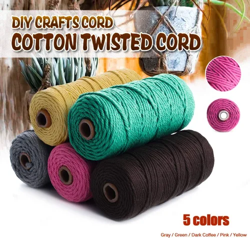 Vista 6 de HAPYLY - Cuerda de algodón natural para macramé, 0.118 pulgadas x 109 yardas, cuerda de algodón de colores para manualidades, tejer, colgar plantas