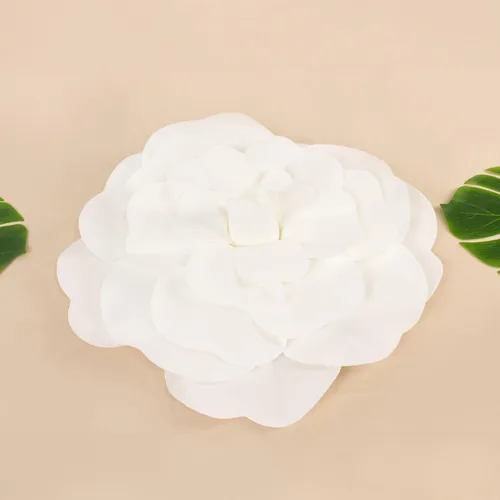 Vista 3 de Efavormart - Enormes rosas de espuma 3D para decoración de bodas, paquete de 2 flores artificiales blancas de 20 pulgadas, fondo de fiesta grande