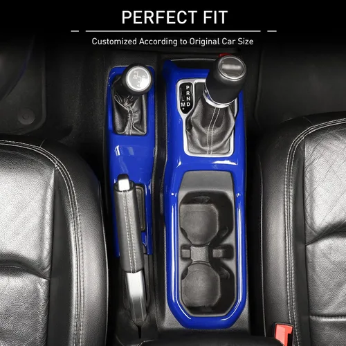Vista 4 de Consola Central 4WD Panel de Cambio de Marchas y Portavasos para 2018-2024+ Jeep Wrangler JL JLU Gladiator JT (Azul)