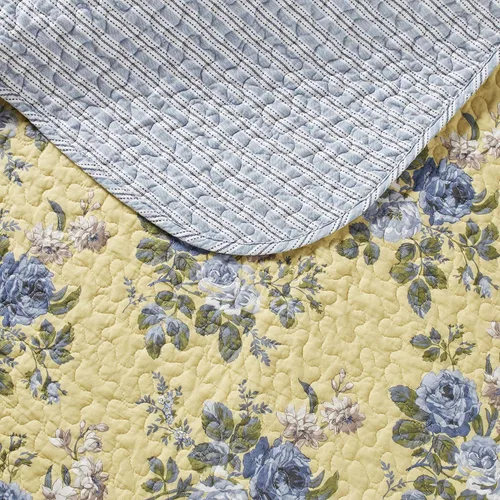 Vista 3 de Laura Ashley - Juego de edredón tamaño Queen, ropa de cama reversible de algodón con fundas a juego, decoración ligera del hogar para todas
