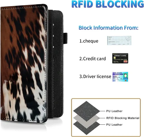 Vista 14 de Funda para chequera para hombres y mujeres, cartera de cuero RFID con ranuras para tarjetas de crédito, soporte de cheques duplicados personales