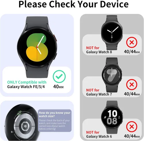 Vista 2 de Paquete de 6 + 6 fundas protectoras de pantalla para Samsung Galaxy FE/Galaxy Watch 5/Galaxy Watch 4 de 1.575 pulgadas, película de vidrio templado