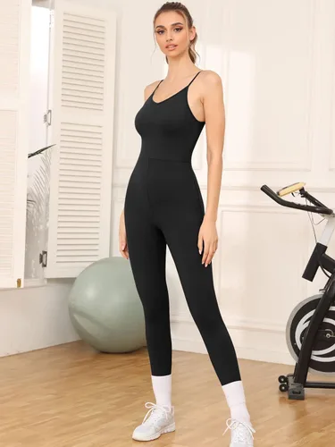 Vista 2 de AUTOMET Womens One Piece Jumpsuits Sexy Unitard Bodysuits Sexy Workout Yoga Rompers Sleeveless Summer Outfits Clothes